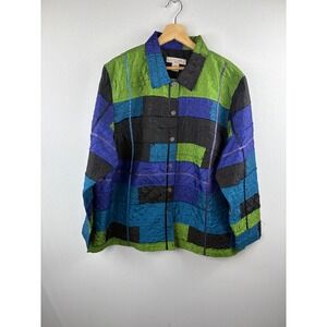 C.L.O.T.H.E.S. Woman 3X Blue Green Black‎ Patchwork Quilted Jacket